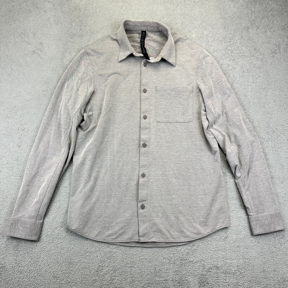 Lululemon Mens M Commission Long Sleeve Classic Fit Shirt Button Up Gray